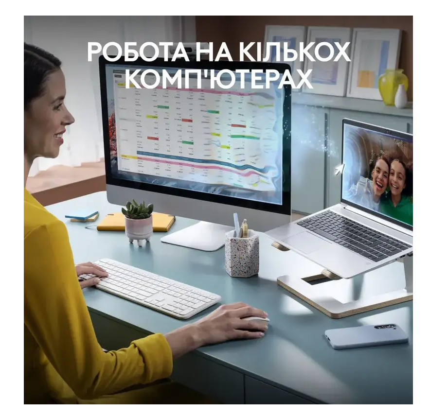 Комплект безпровідний Logitech MK950 Bluetooth\/Wireles UA Off-White - зображення 6