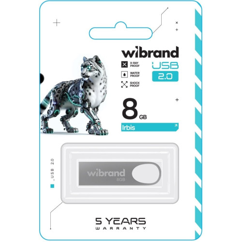 Флеш пам'ять USB 8 Gb Wibrand Irbis Silver USB 2.0 , метал - зображення 3