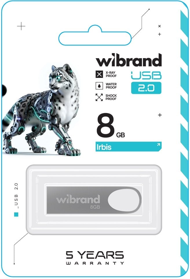 Флеш пам'ять USB 8 Gb Wibrand Irbis Silver USB 2.0 , метал - зображення 3