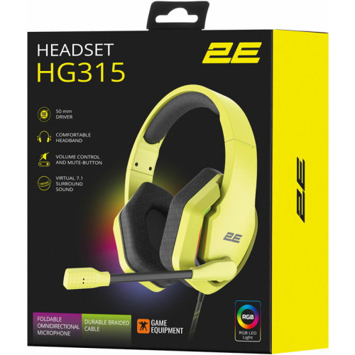 Гарнітура 2E Gaming HG315 RGB USB 7.1 Yellow (2E-HG315YW-7.­1) - зображення 6