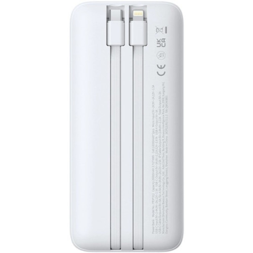 Батарея POWER BANK Baseus Lipow 20000mAh, 22,5W PD, QC\/3.0, White - зображення 4