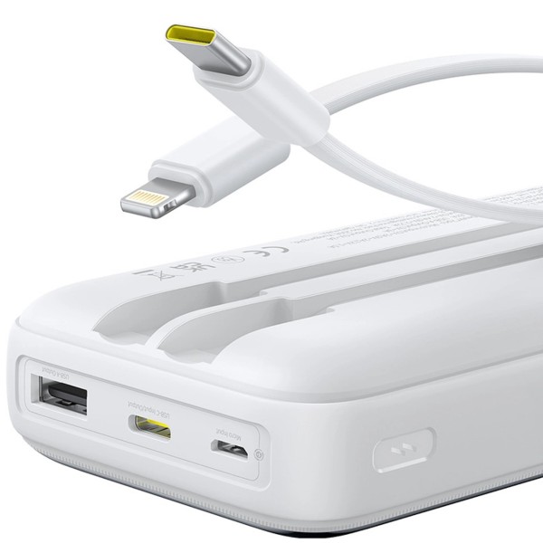 Батарея POWER BANK Baseus Lipow 20000mAh, 22,5W PD, QC\/3.0, White - зображення 5