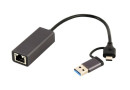 Мережевий адаптер Cablexpert A-USB3AC-LAN-01, USB-A\/USB-C to 1Gbps Lan - зображення 1