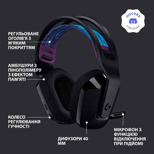 Безпровідна гарнітура Logitech G535 Lightspeed Black (981-000972) - зображення 6
