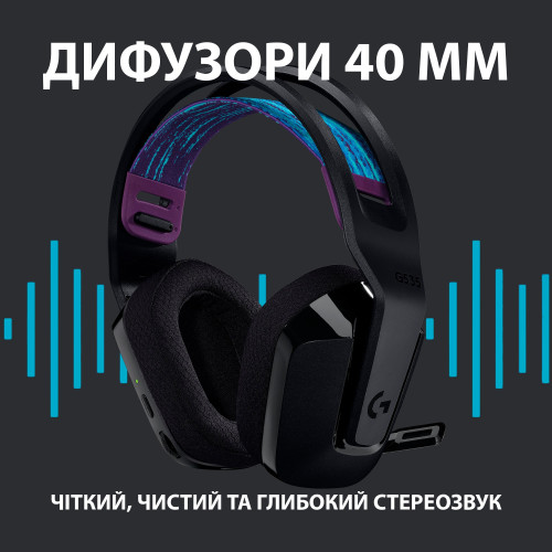 Безпровідна гарнітура Logitech G535 Lightspeed Black (981-000972) - зображення 7