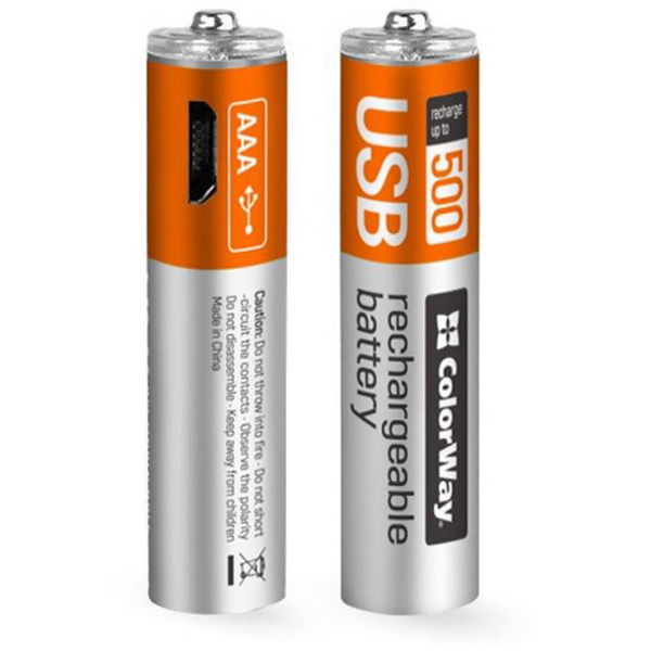 Акумулятор AAA 400мA ColorWay 2 шт. microUSB - зображення 1