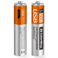 Акумулятор AAA ColorWay 590 мAгод 1.5В USB-С Li-Pol 2 шт.