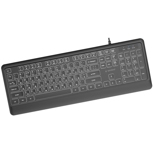 Клавіатура Gembird Slim Multimedia White Backlight USB Black (KB-UML-04-CYRL) - зображення 3