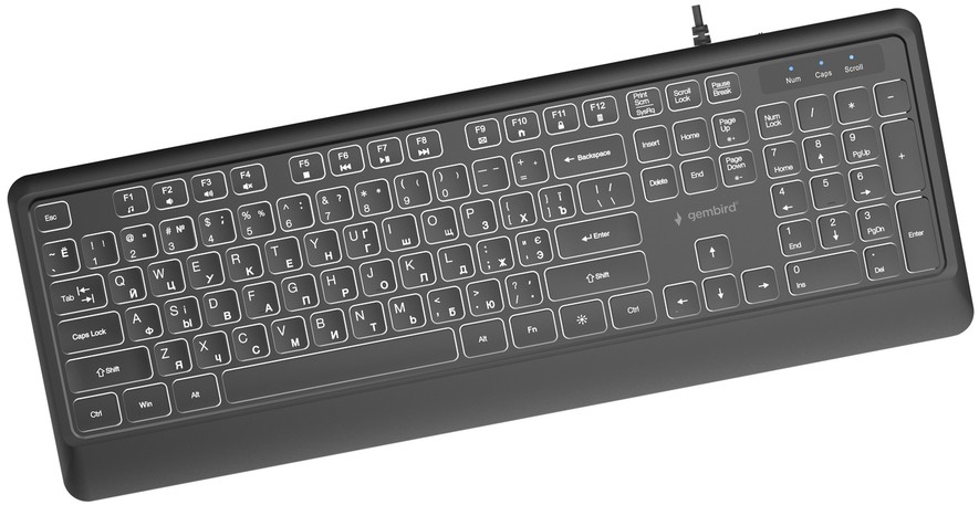 Клавіатура Gembird Slim Multimedia White Backlight USB Black (KB-UML-04-CYRL) - зображення 3