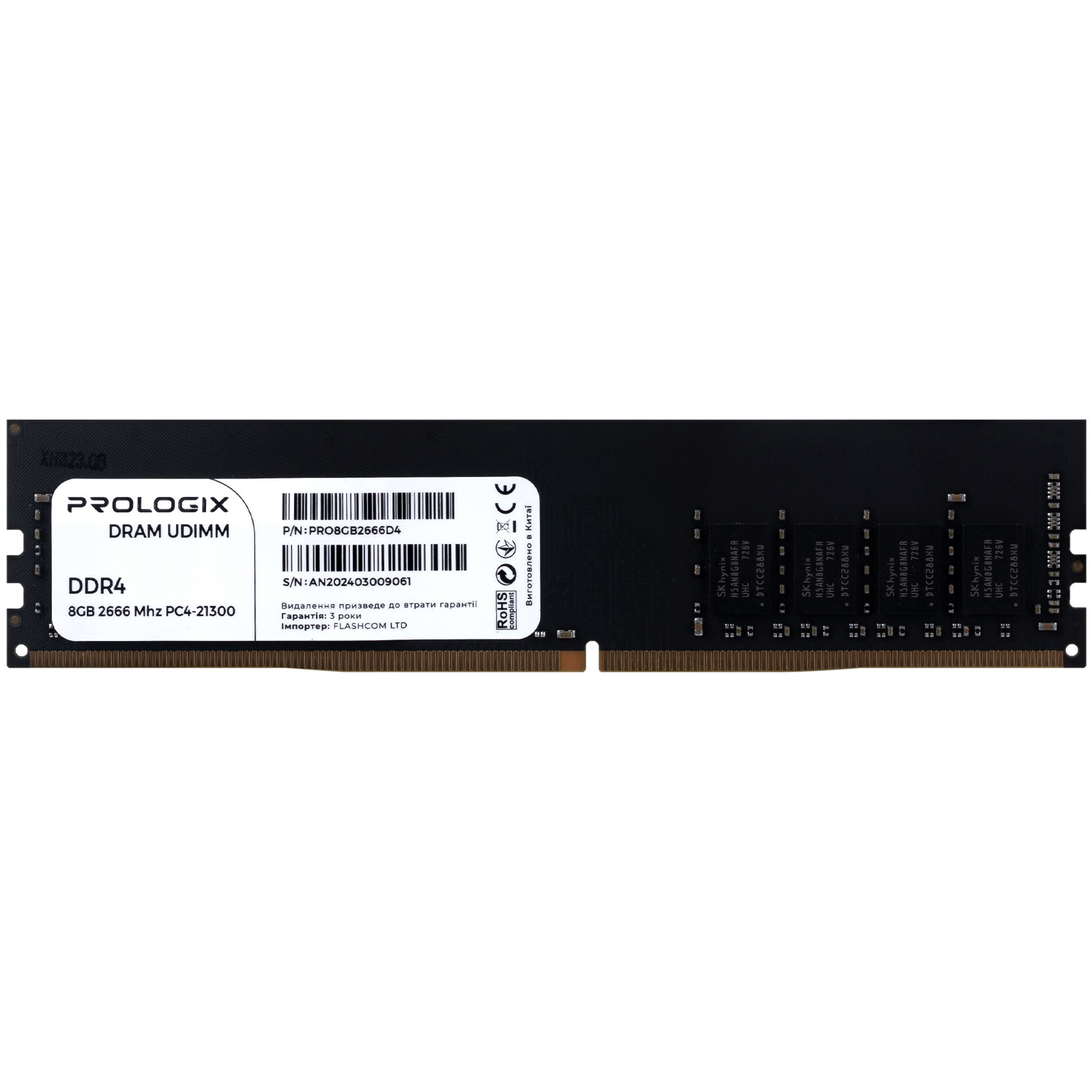 Пам'ять DDR4 RAM 8Gb (1x8Gb) 2666Mhz Prologix (PRO8GB2666D4) - зображення 1