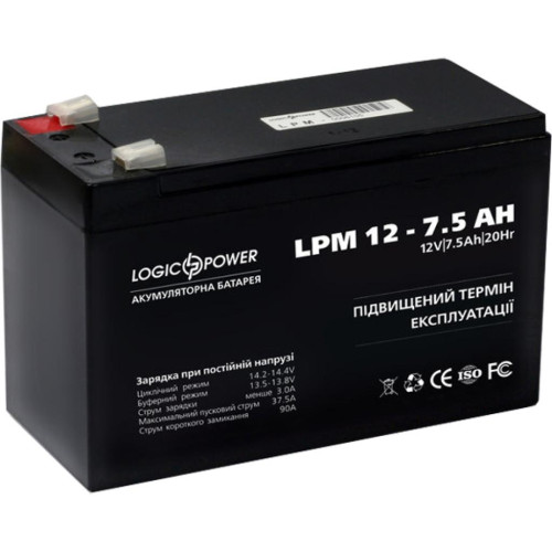 Акумуляторна батарея LogicPower LPM 12V 7.5Ah (3864) - зображення 3