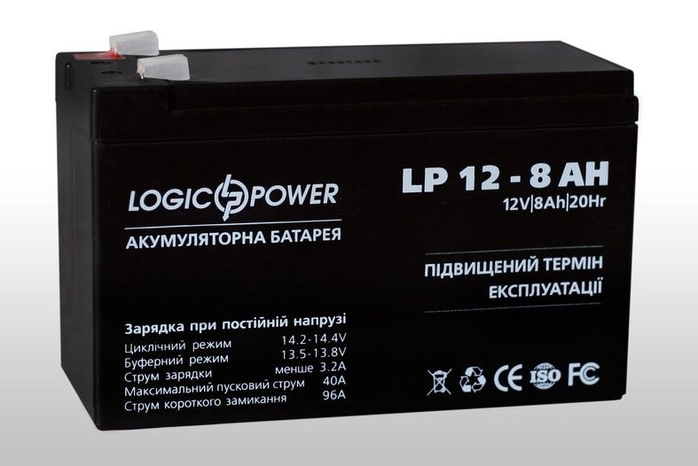 Акумуляторна батарея LogicPower LPM 12V 8.0Ah (3865) - зображення 1
