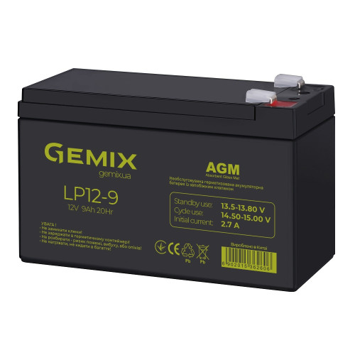 Акумуляторна батарея Gemix (LP12-9) 12V  9Ah - зображення 2