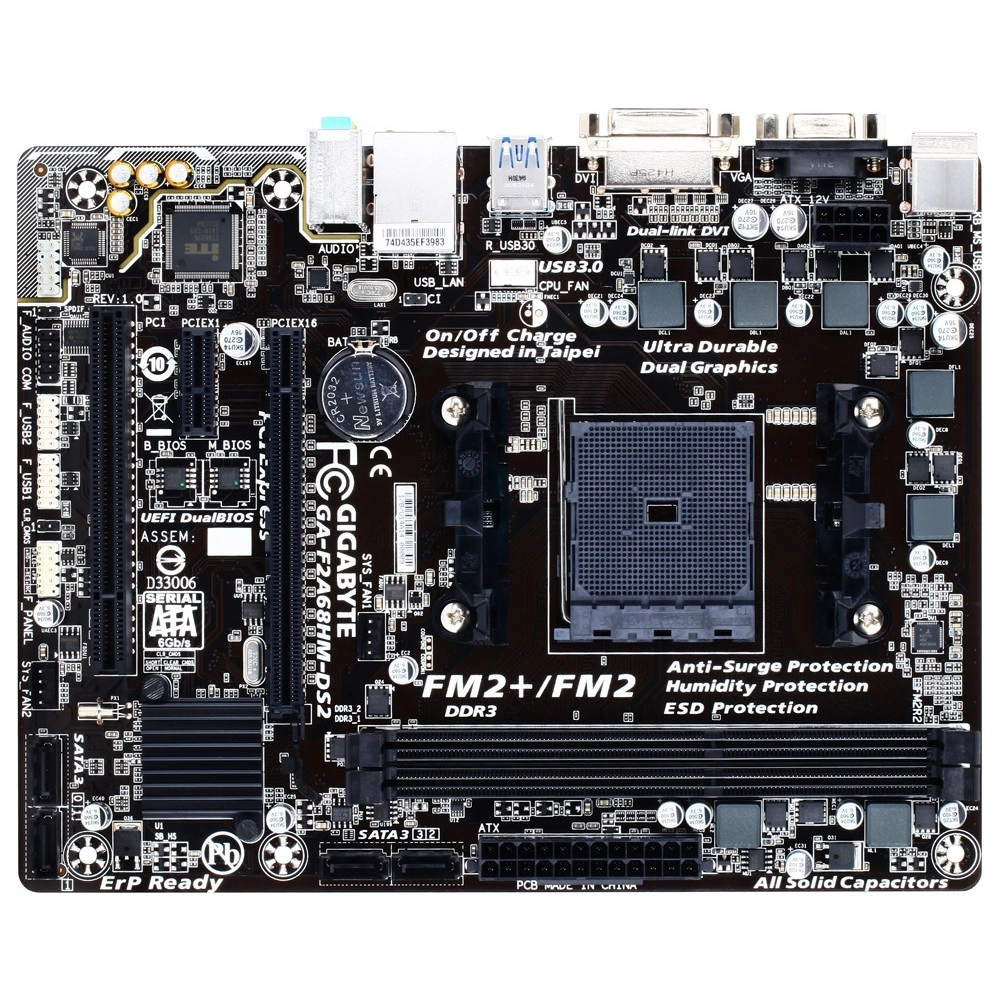 Мат. плата FM2 Gigabyte GA-F2A68HM-DS2 - зображення 2