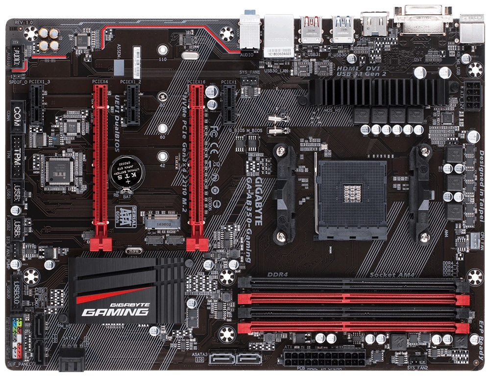 Мат. плата AM4 Gigabyte GA-AB350-Gaming - зображення 2