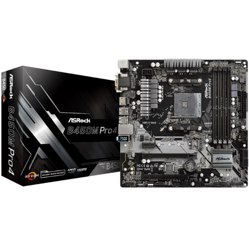 Мат. плата AM4 AsRock B450M Pro4 - зображення 1