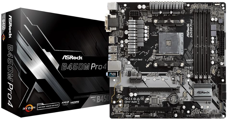 Мат. плата AM4 AsRock B450M Pro4 - зображення 1