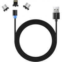 Кабель USB2 ColorWay Magnetic 3 в 1 USB-Lightning/MicroUSB/USB Type-C (CW-CBUU020-BK)