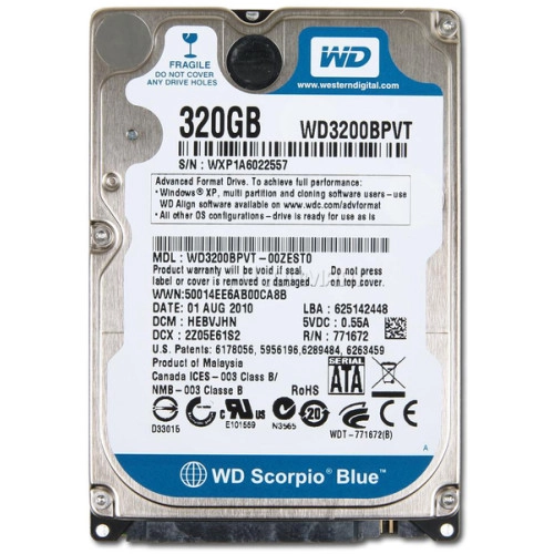 Жорсткий диск HDD WD 2.5 320GB WD3200BPVT - зображення 1