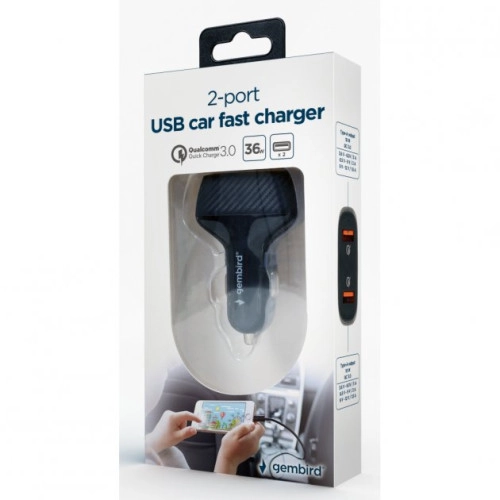 Автомобільний зарядний пристрій Gembird Quick Charge 3.0 (TA-U2QC3-CAR-01) - зображення 5