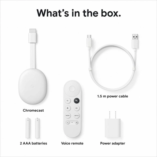 Медіаплеєр Google Chromecast 4.0 HD з Google TV Snow (GAO3131) - зображення 4