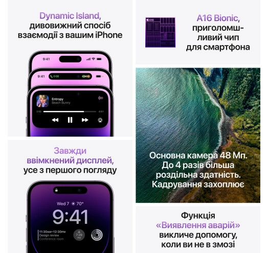 Смартфон Apple iPhone 14 Pro 256Gb Black (MQ0T3) - зображення 11