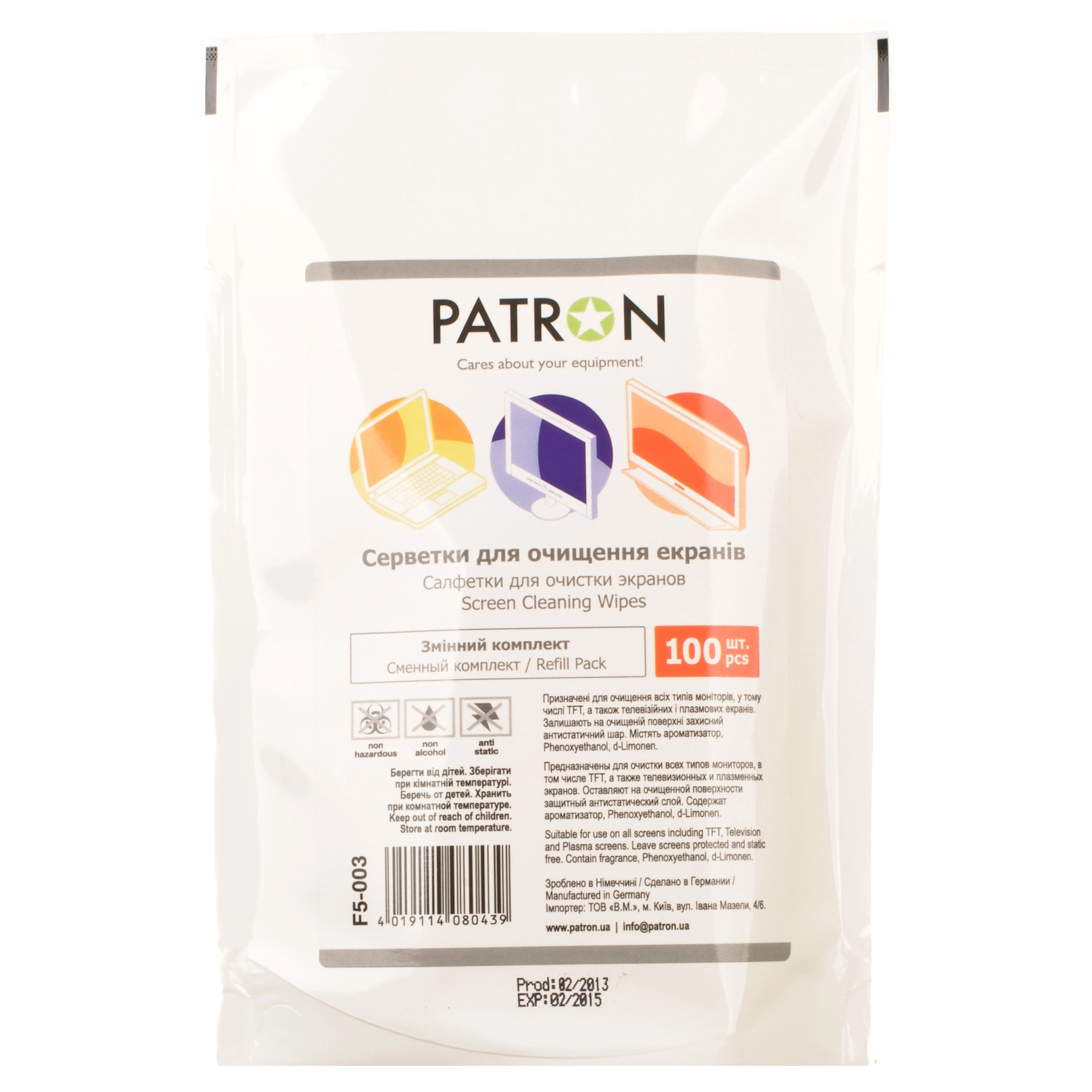 Cерветки чистячі TFT Patron F5-003 100шт - зображення 1